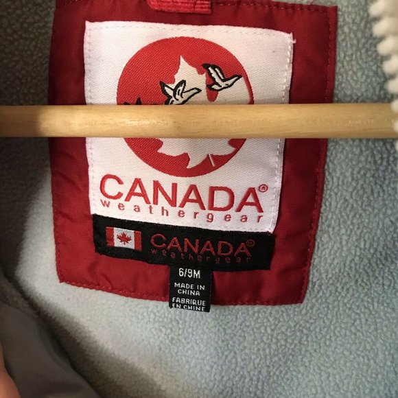 Canada Weatherguard Quilted Puffer Gray Fleece Zip Vest Toddler Baby Size 6/9 M - Picture 3 of 6